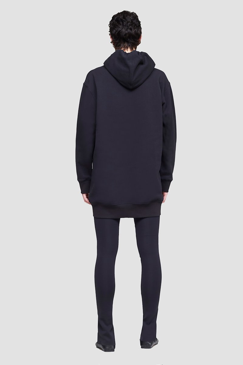 The Live-In Sweat Dress-black #0 The Live-In Sweat Dress, Black cotton drawstring-hood sweatshirt dress from 3.1 PHILLIP LIM featuring jersey fleece, logo patch to the front, ribbed detailing, drawstring hood, long sleeves and side two-way zip fastening.- 4