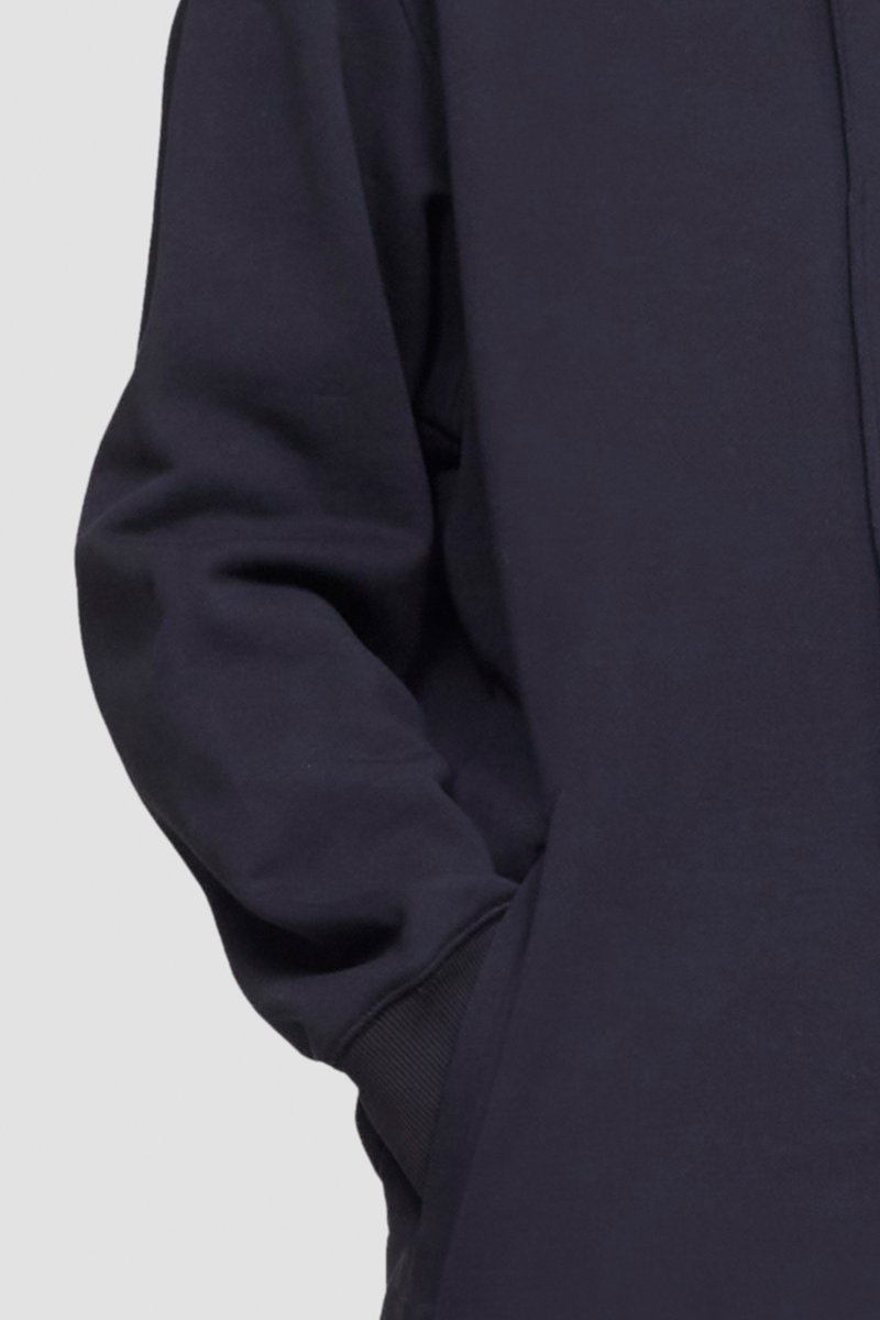 The Live-In Sweat Dress-black #1 The Live-In Sweat Dress, Black cotton drawstring-hood sweatshirt dress from 3.1 PHILLIP LIM featuring jersey fleece, logo patch to the front, ribbed detailing, drawstring hood, long sleeves and side two-way zip fastening.- 5