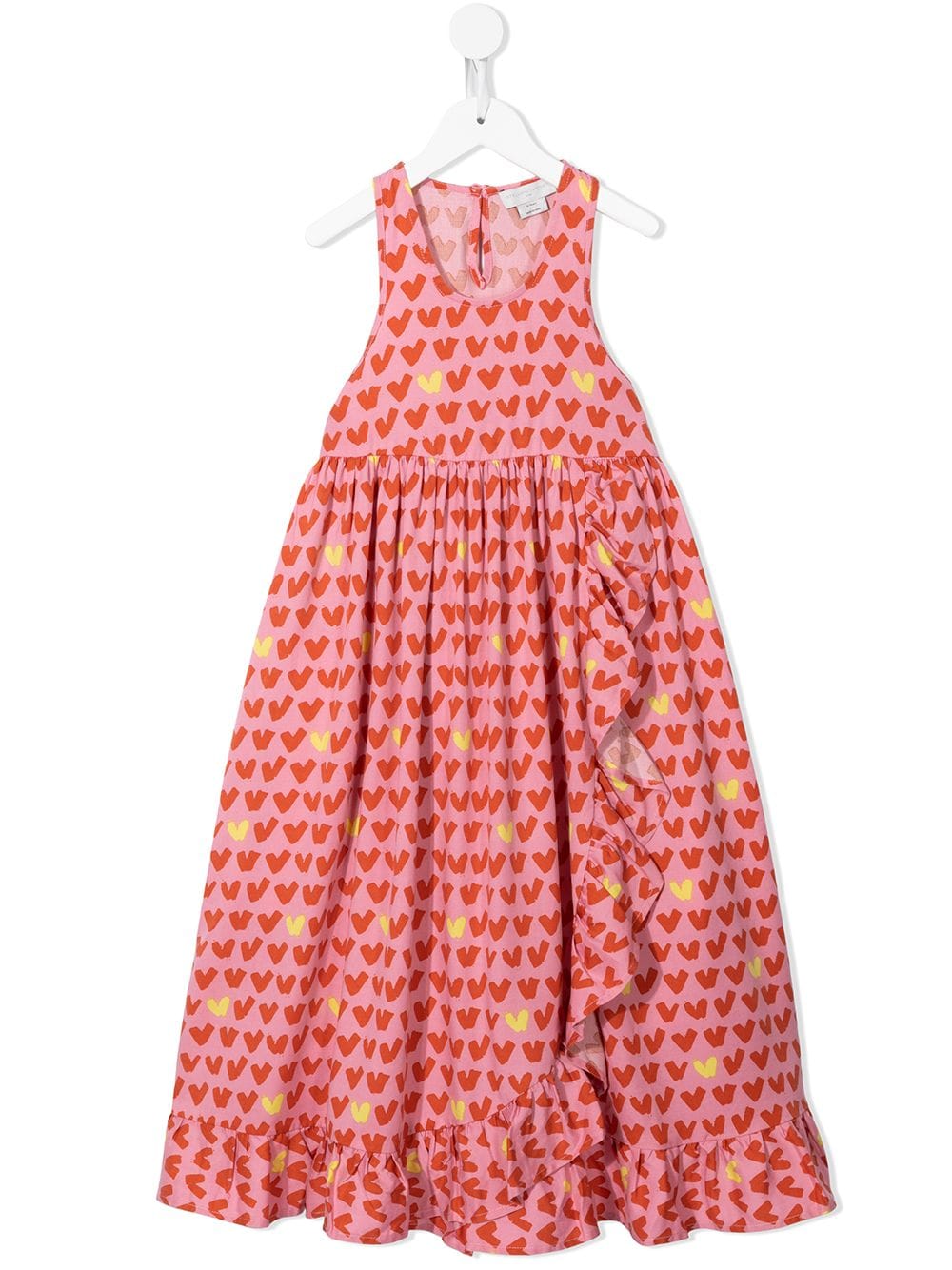 STELLA MCCARTNEY HEART-PRINT RUFFLE-TRIM DRESS