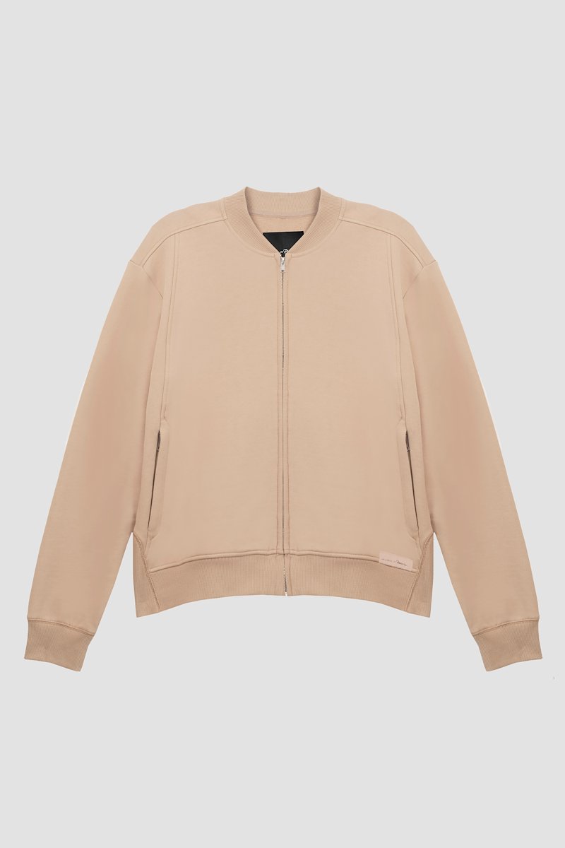 The Everyday Bomber-neutrals #1 The Everyday Bomber, Camel brown cotton Everyday cotton bomber jacket from 3.1 PHILLIP LIM featuring ribbed band collar, front zip fastening, long sleeves, two side welt pockets and ribbed hem.- 5