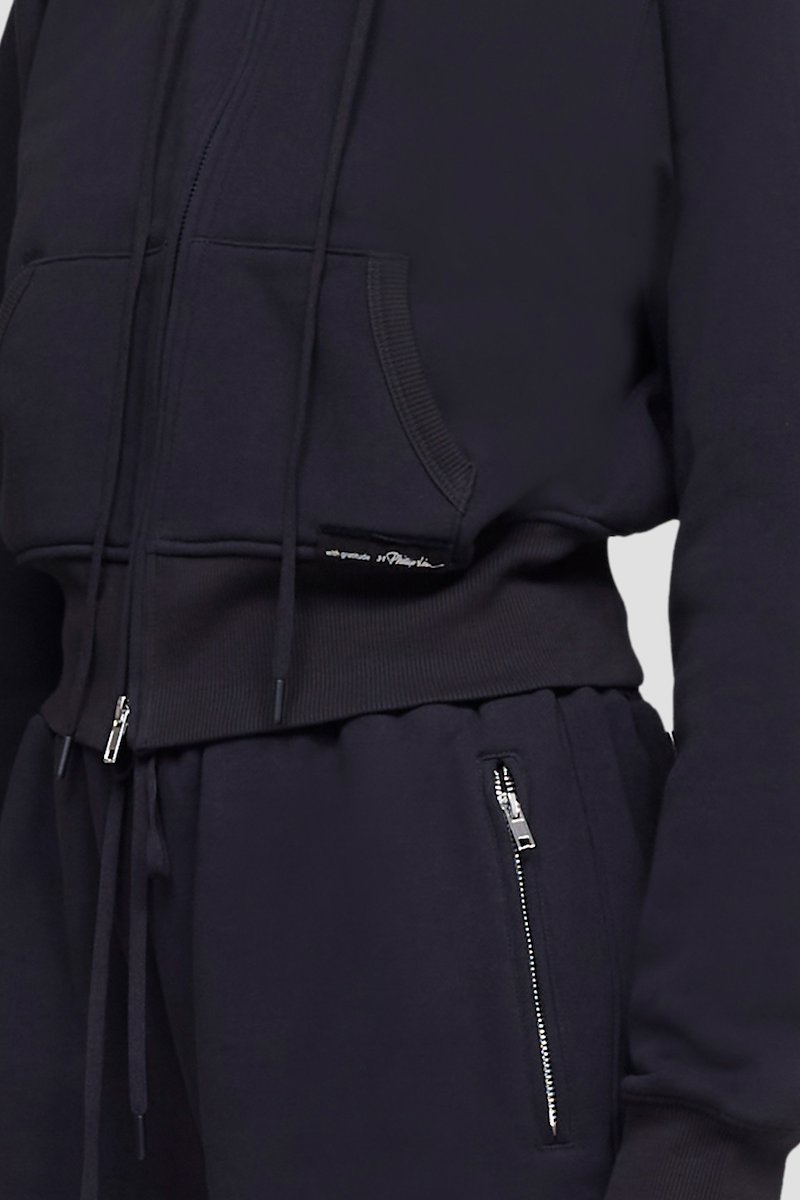 Don’t Sweat It zip-up jacket-black #1 Don’t Sweat It zip-up jacket, Black cotton Don’t Sweat It zip-up jacket from 3.1 PHILLIP LIM featuring stand-up collar, drawstring neck, front zip fastening, long sleeves, ribbed cuffs and ribbed hem.- 5