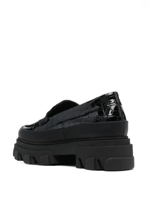 ganni belly croc chunky loafer in black