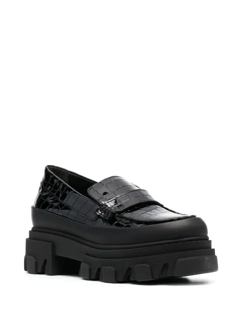 ganni belly croc chunky loafer in black