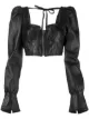 Image 1 of Manokhi draped-sleeve cropped leather top