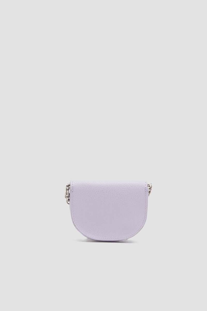 Alix Mini Cardcase On Chain-purple #0 Alix Mini Cardcase On Chain, Keep your bank cards close. Stick them inside this lavender calf leather mini Alix chain cardholder from 3.1 Phillip Lim and they'll always be right there. Just where you can reach them. Featuring a pebbled leather texture, a chain shoulder strap, a foldover top, a snap button closure, a main internal compartment, palladium tone metal and a clip detail to the front. - 2