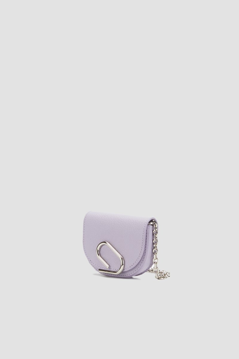 Alix Mini Cardcase On Chain-purple #1 Alix Mini Cardcase On Chain, Keep your bank cards close. Stick them inside this lavender calf leather mini Alix chain cardholder from 3.1 Phillip Lim and they'll always be right there. Just where you can reach them. Featuring a pebbled leather texture, a chain shoulder strap, a foldover top, a snap button closure, a main internal compartment, palladium tone metal and a clip detail to the front. - 1