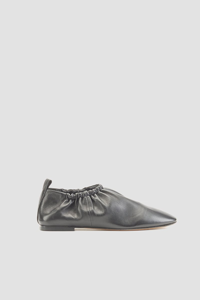 Ruched Slipper-black #0 Ruched Slipper, Did you know that in the16th century, mules were bedroom or boudoir slippers worn inside and not out in public? Can you imagine not being allowed to show this 3.1 Phillip Lim silver-tone pair to everyone? Glad fashion evolved, right? Featuring a ruched detail, a pull tab at the rear, a square toe, an elasticated fastening and a flat leather sole.- 0