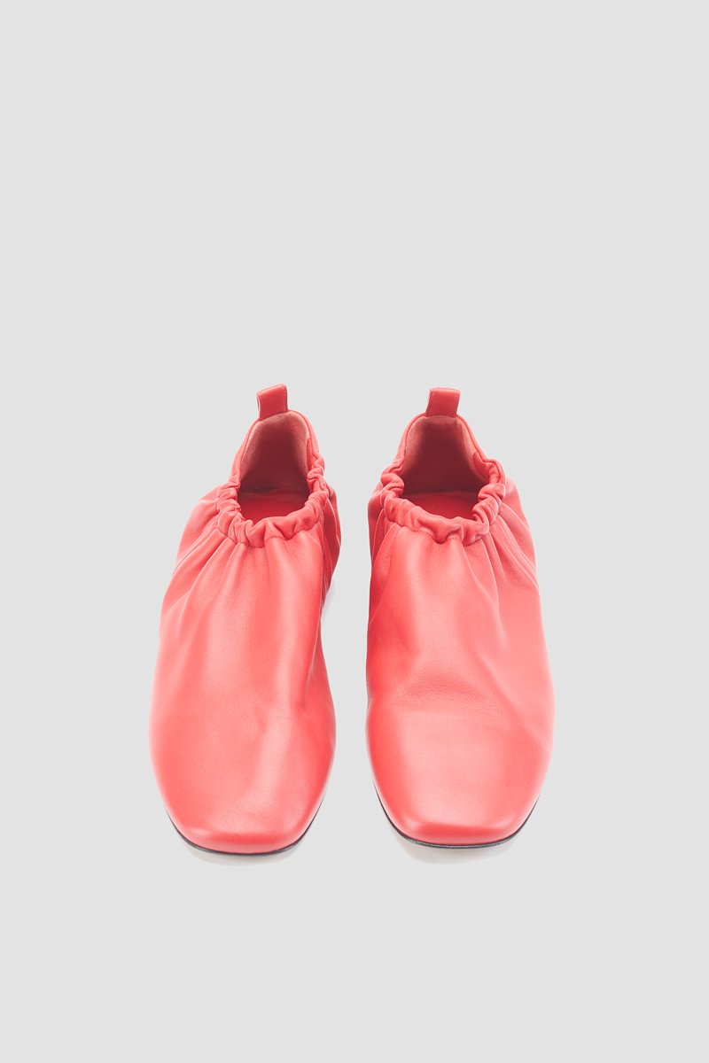 Ruched Slipper-red #1 Ruched Slipper, Did you know that in the16th century, mules were bedroom or boudoir slippers worn inside and not out in public? Can you imagine not being allowed to show this 3.1 Phillip Lim silver-tone pair to everyone? Glad fashion evolved, right? Featuring a ruched detail, a pull tab at the rear, a square toe, an elasticated fastening and a flat leather sole.- 3