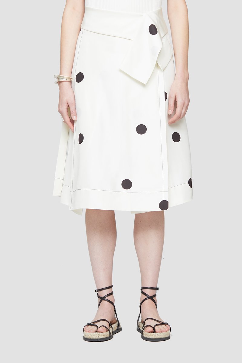 Dot Print Draped Band Skirt-white #1 Dot Print Draped Band Skirt, There's never a wrong time for polka-dots. The ones on this silk draped midi skirt from 3.1 Phillip Lim come with a promise to make you have fun with your fashion whenever you throw it on. Now you're talking. Featuring a polka dot print, a high waist, draped details and a straight hem. - 1