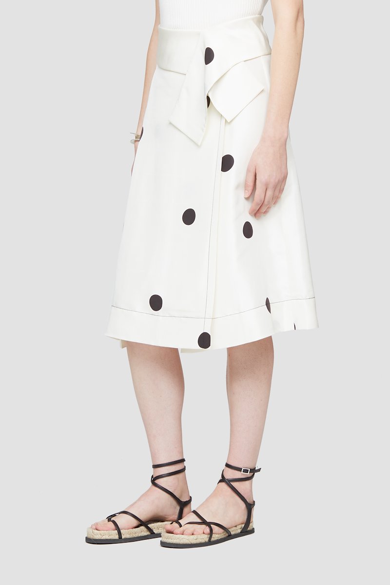 Dot Print Draped Band Skirt-white #0 Dot Print Draped Band Skirt, There's never a wrong time for polka-dots. The ones on this silk draped midi skirt from 3.1 Phillip Lim come with a promise to make you have fun with your fashion whenever you throw it on. Now you're talking. Featuring a polka dot print, a high waist, draped details and a straight hem. - 2