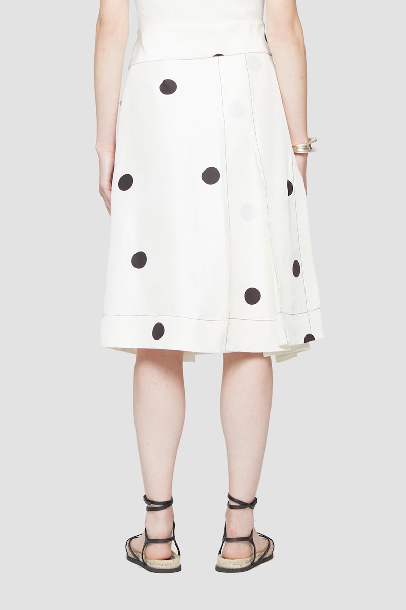 Dot Print Draped Band Skirt-white #0 Dot Print Draped Band Skirt, There's never a wrong time for polka-dots. The ones on this silk draped midi skirt from 3.1 Phillip Lim come with a promise to make you have fun with your fashion whenever you throw it on. Now you're talking. Featuring a polka dot print, a high waist, draped details and a straight hem. - 4