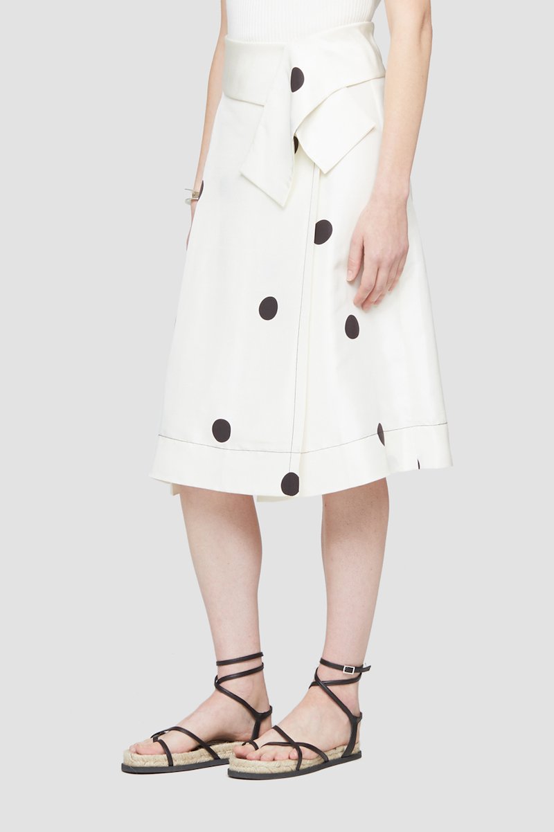 Dot Print Draped Band Skirt-white #1 Dot Print Draped Band Skirt, There's never a wrong time for polka-dots. The ones on this silk draped midi skirt from 3.1 Phillip Lim come with a promise to make you have fun with your fashion whenever you throw it on. Now you're talking. Featuring a polka dot print, a high waist, draped details and a straight hem. - 3