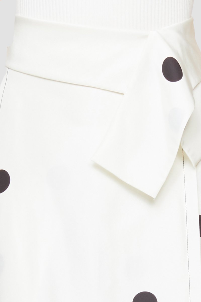 Dot Print Draped Band Skirt-white #1 Dot Print Draped Band Skirt, There's never a wrong time for polka-dots. The ones on this silk draped midi skirt from 3.1 Phillip Lim come with a promise to make you have fun with your fashion whenever you throw it on. Now you're talking. Featuring a polka dot print, a high waist, draped details and a straight hem. - 1