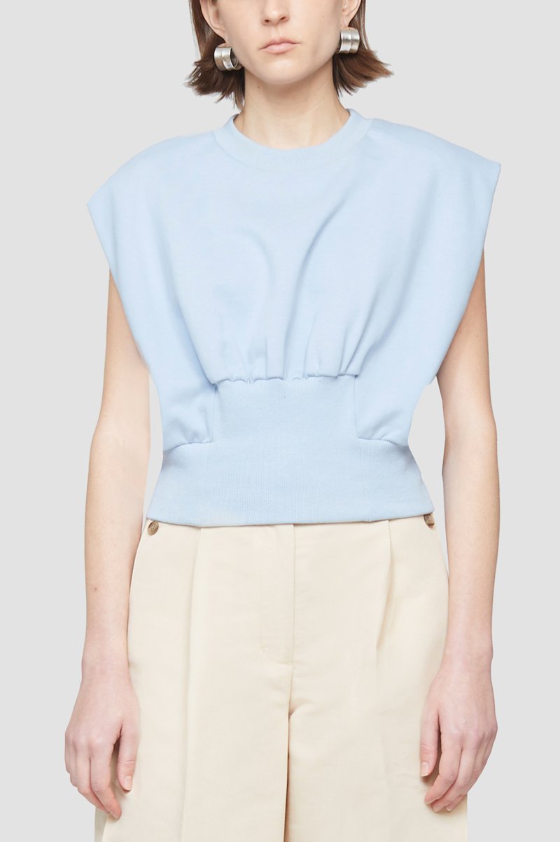 French Terry Shirred Tank Top in blue | 3.1 Phillip Lim Official Site