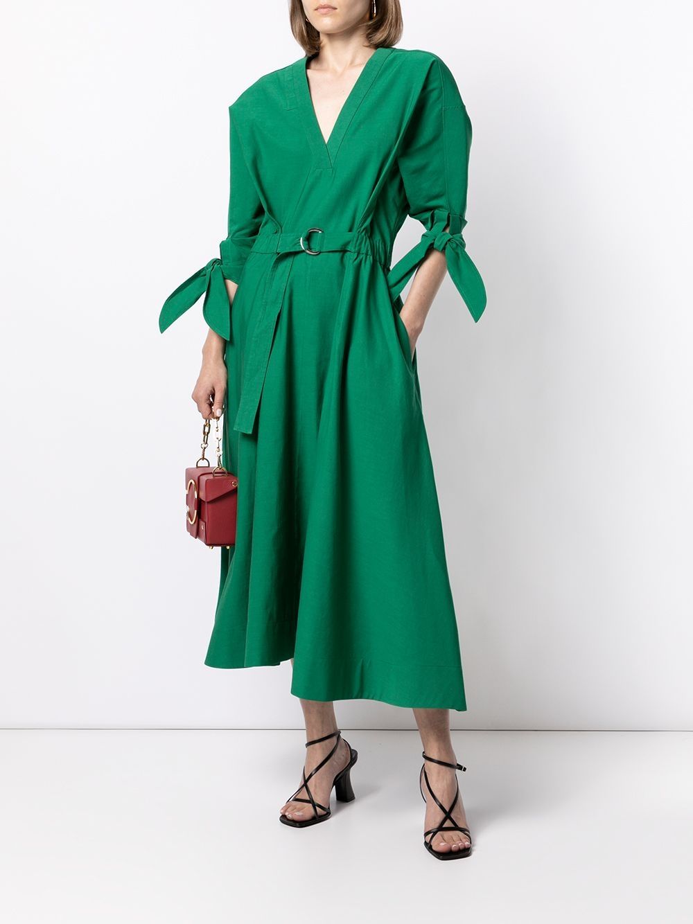 3.1 Phillip Lim Maxi-jurk met gestrikte taille - Groen