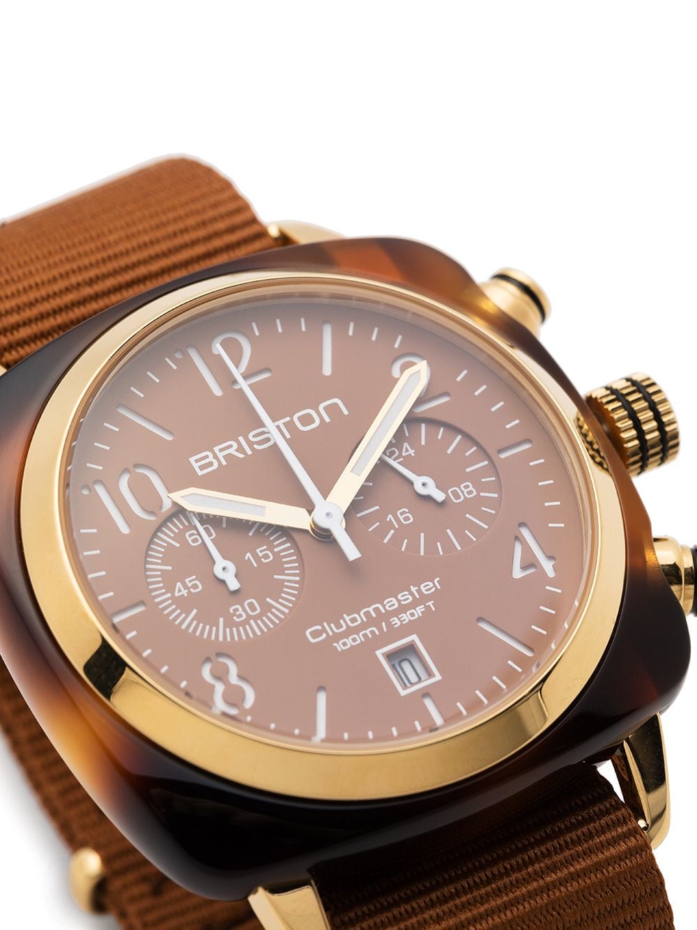 Shop Briston Watches Clubmaster Classic Chrono 40mm In Brown