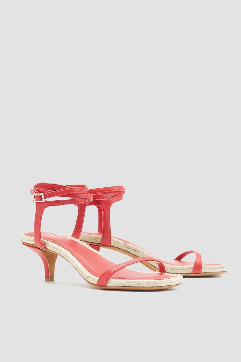 Yasmine Espadrille Heeled Sandal-red #1 Yasmine Espadrille Heeled Sandal, Red leather Yasmine 50mm espadrille sandals from 3.1 PHILLIP LIM featuring open toe, branded leather insole, buckle-fastening ankle strap, low heel and leather sole.- 1