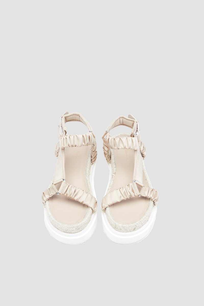 Noa Strappy Platform Slide-neutrals #1 Noa Strappy Platform Slide, Noa strappy platform sandals from 3.1 PHILLIP LIM featuring strap detailing, elasticated trim, slingback strap, open toe, jute sole, platform sole, ridged rubber sole, satin finish and push-pin fastening.- 3