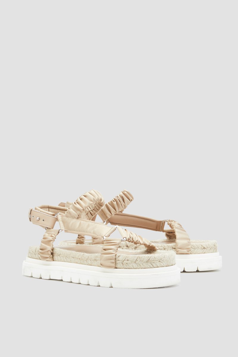 Noa Strappy Platform Slide-neutrals #1 Noa Strappy Platform Slide, Noa strappy platform sandals from 3.1 PHILLIP LIM featuring strap detailing, elasticated trim, slingback strap, open toe, jute sole, platform sole, ridged rubber sole, satin finish and push-pin fastening.- 1