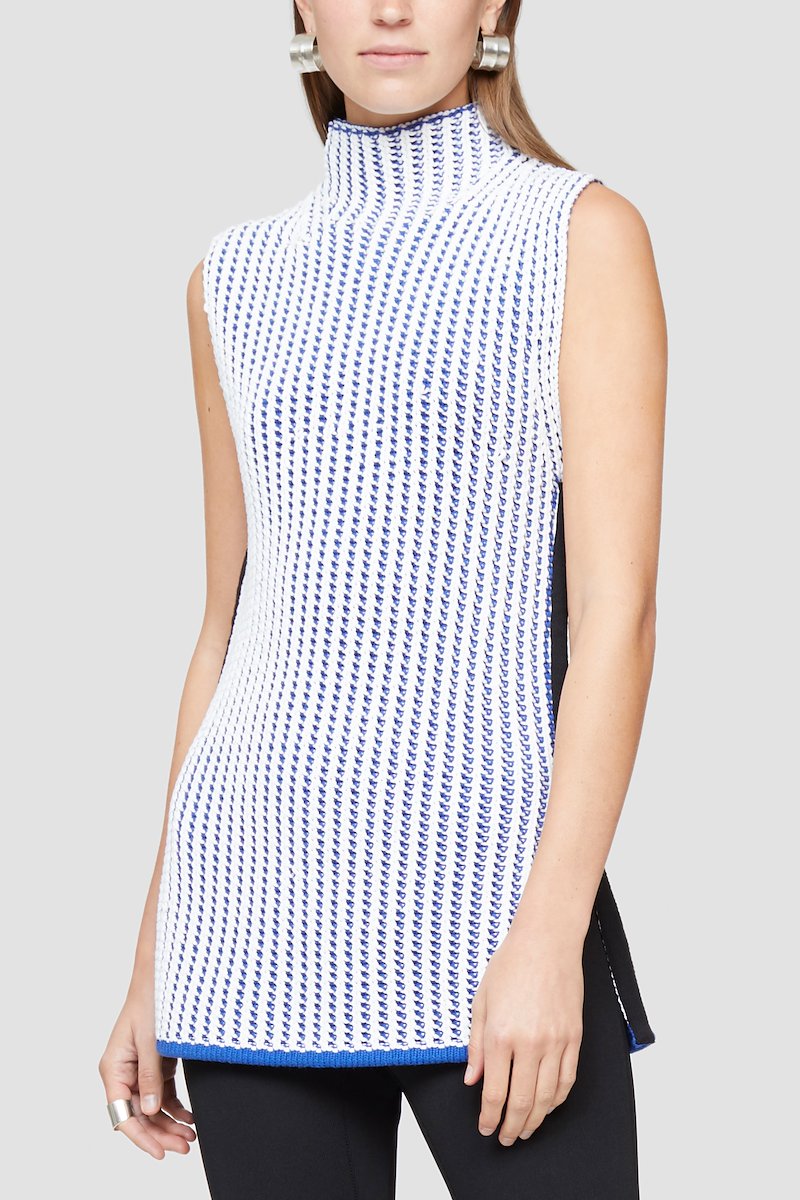 Two Tone Knit Tank-white #0 Two Tone Knit Tank, WHITE BLUE Synthetic->Nylon Two Tone Knit Tank from 3.1 Phillip Lim. - 2