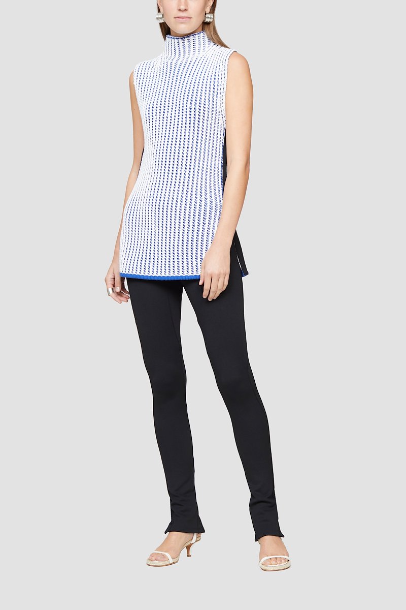 Two Tone Knit Tank-white #1 Two Tone Knit Tank, WHITE BLUE Synthetic->Nylon Two Tone Knit Tank from 3.1 Phillip Lim. - 1
