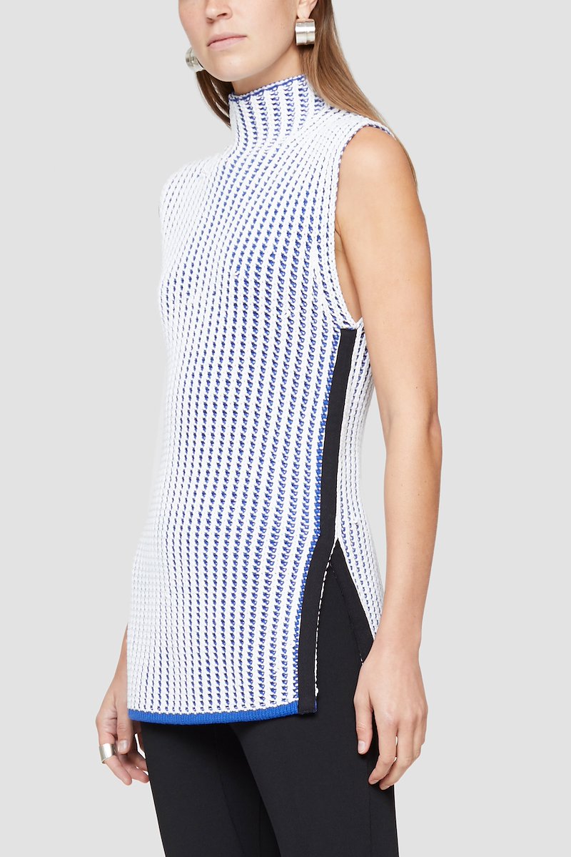 Two Tone Knit Tank-white #1 Two Tone Knit Tank, WHITE BLUE Synthetic->Nylon Two Tone Knit Tank from 3.1 Phillip Lim. - 3
