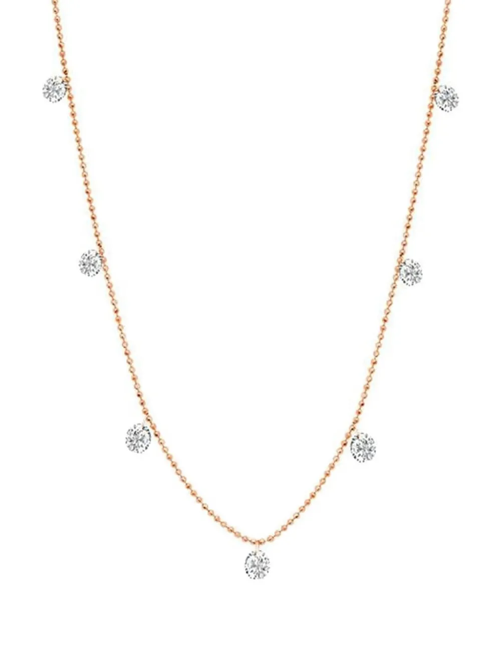 graziela 18K rose gold small Floating diamonds necklace | Pink | Image 1