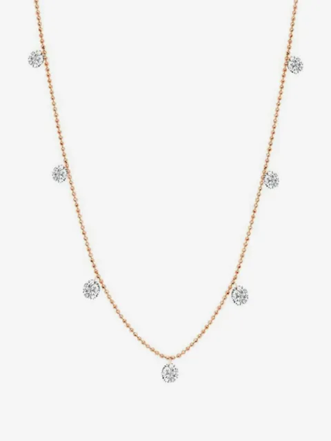graziela 18K rose gold small Floating diamonds necklace