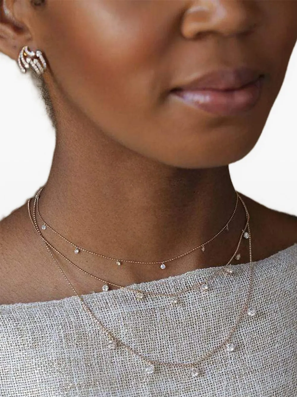 graziela 18K rose gold small Floating diamonds necklace | Image 2