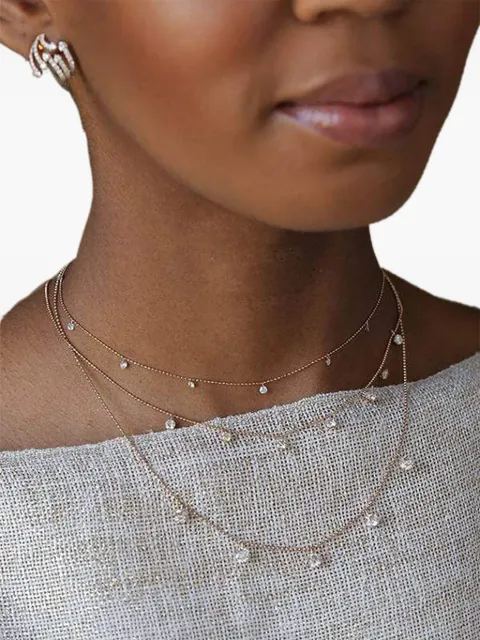 graziela 18K rose gold Floating diamonds necklace