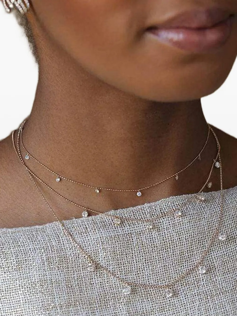 graziela collar Floating en oro rosa de 18kt con diamantes | Image 2