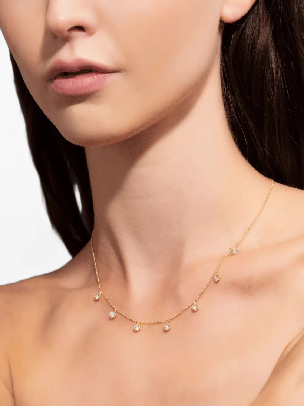 Graziela 18k Yellow Gold Medium Floating Diamonds Necklace In Gold