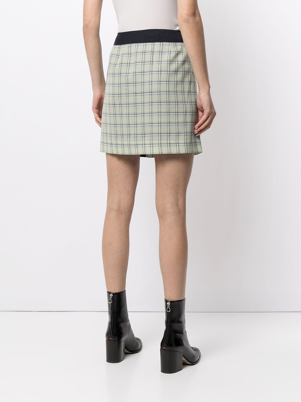 Shop Kimhēkim Checked Wool Mini Skirt In Green