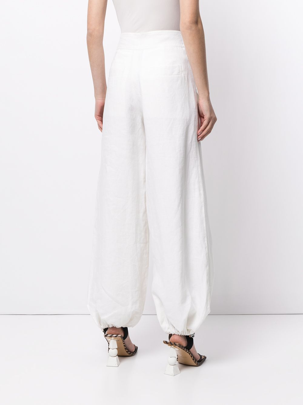 Shop Silvia Tcherassi Grove High-waisted Linen Trousers In White