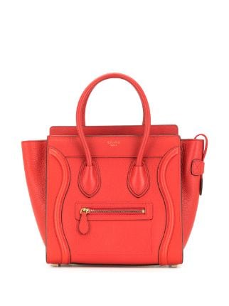 Celine Nano Luggage Leather Shoulder Bag Red For Women