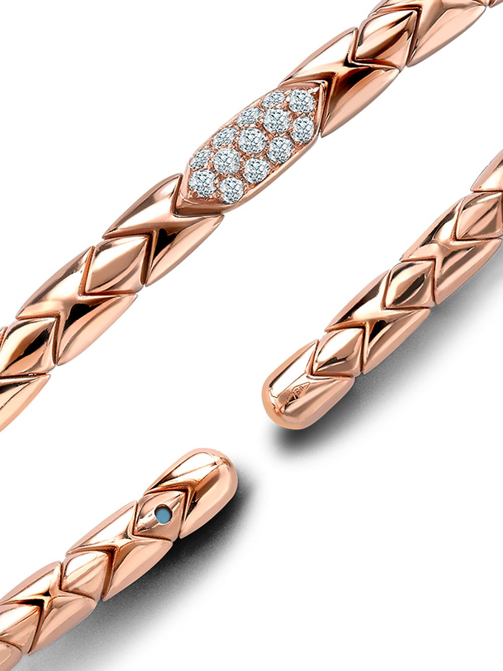 Shop Pragnell 18kt Rose Gold Diamond Groove Textured Bangle Bracelet In Pink