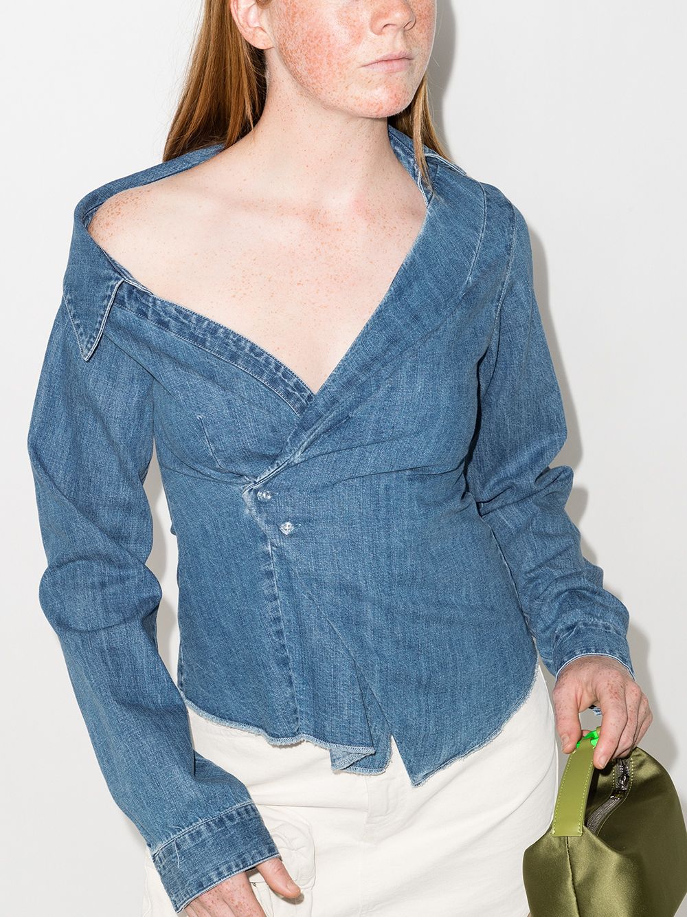 фото Rta джинсовая рубашка lizbeth асимметричного кроя