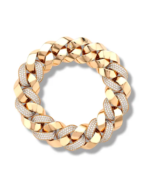 Pragnell 18kt rose gold diamond Cuba medium chain bracelet