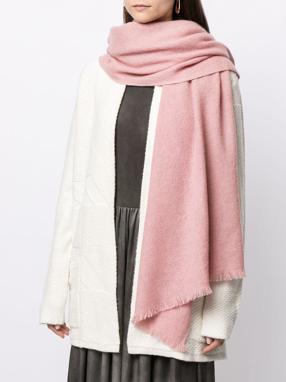 Shop Norlha Knitted Yak Wool Scarf In Pink