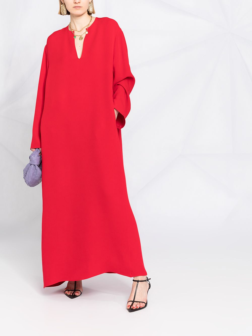 Valentino Garavani Maxi-jurk met watervalhals - Rood