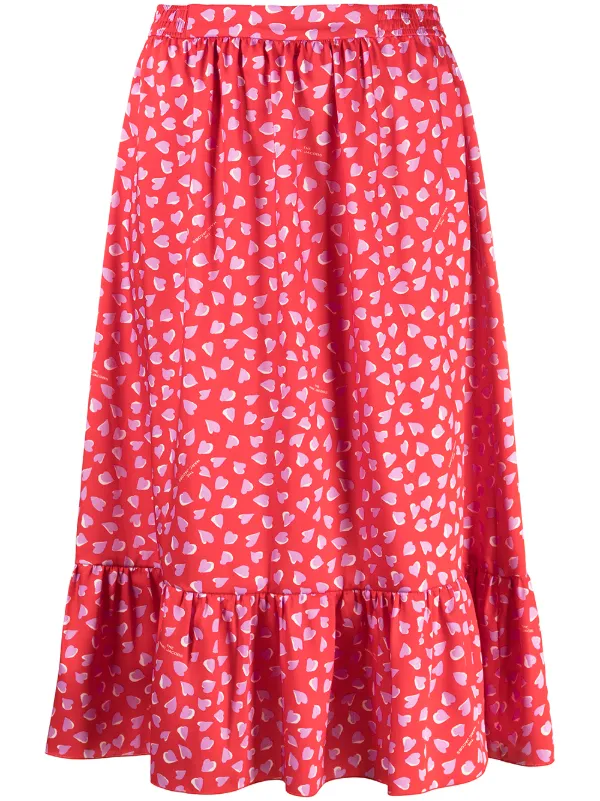 pink heart midi skirt