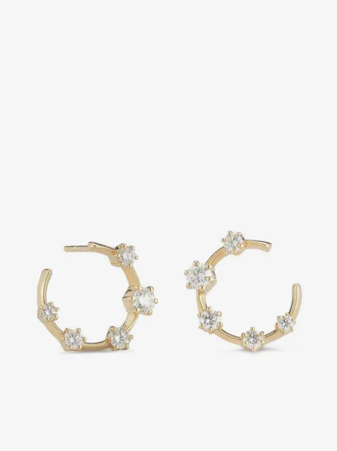 Jade Trau 18kt yellow gold diamond Kismet hoops 