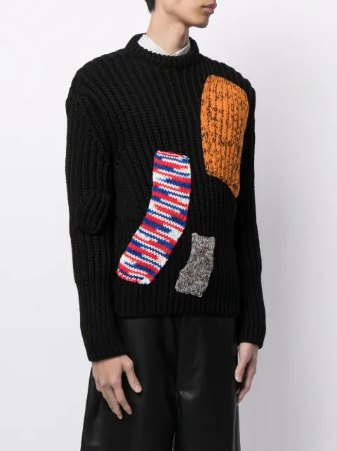 raf simons patchwork knitted jumper