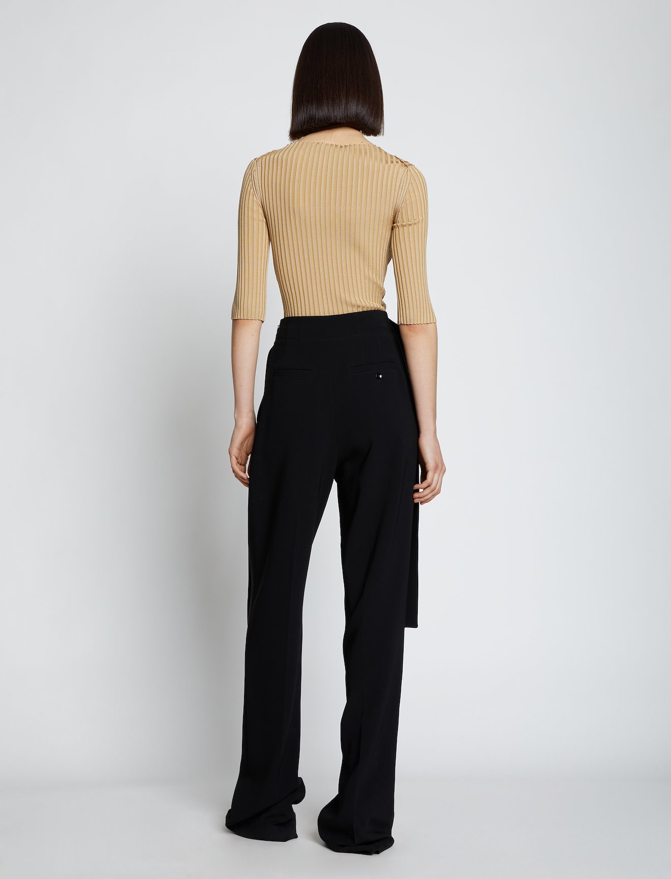 Rib Knit Straight Neck Top #2