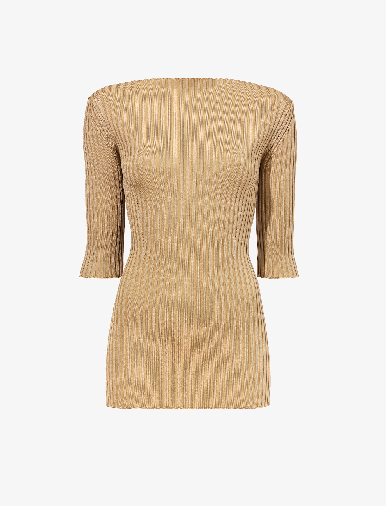Rib Knit Straight Neck Top #4