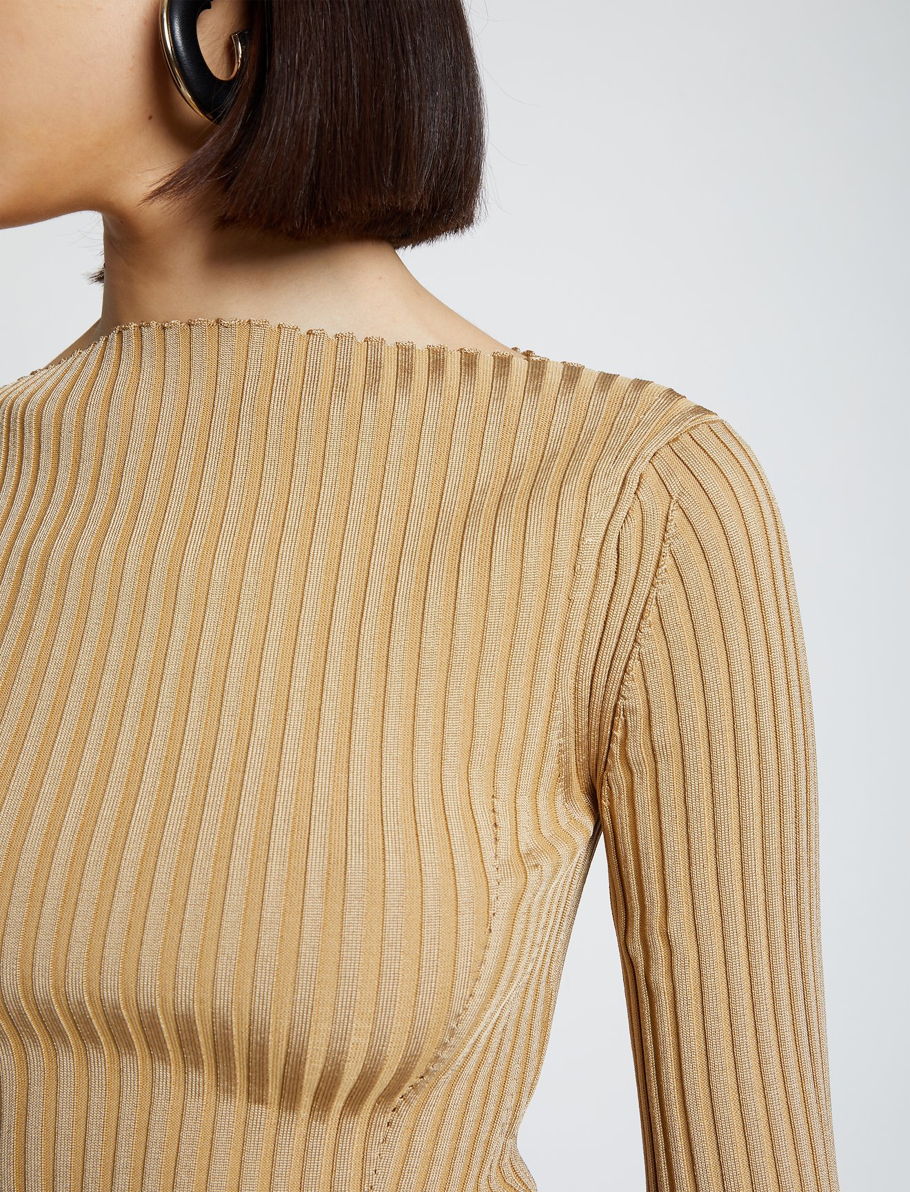 Rib Knit Straight Neck Top #3