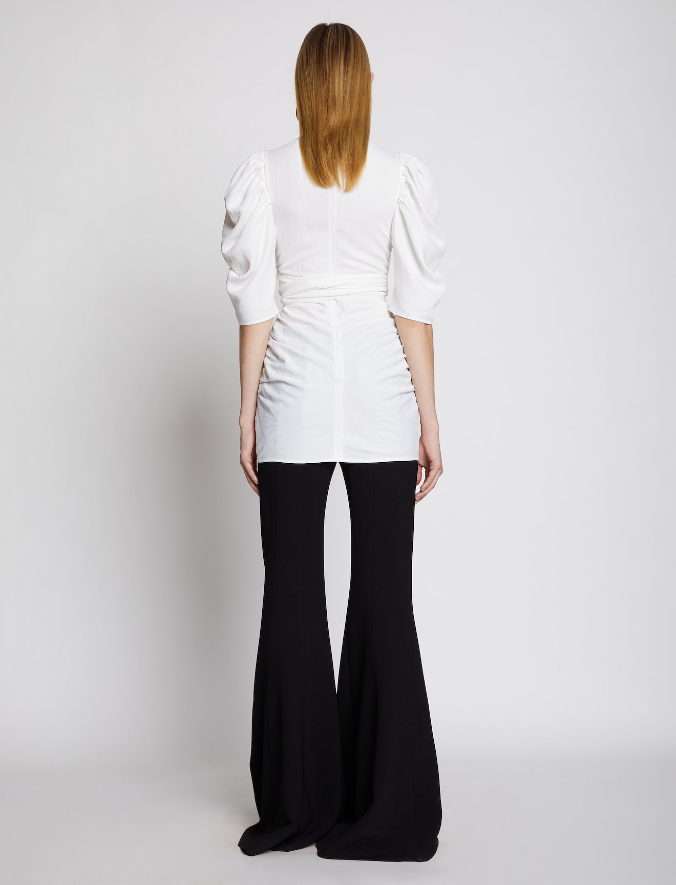 Linen Viscose Shirred Sleeve Top #1