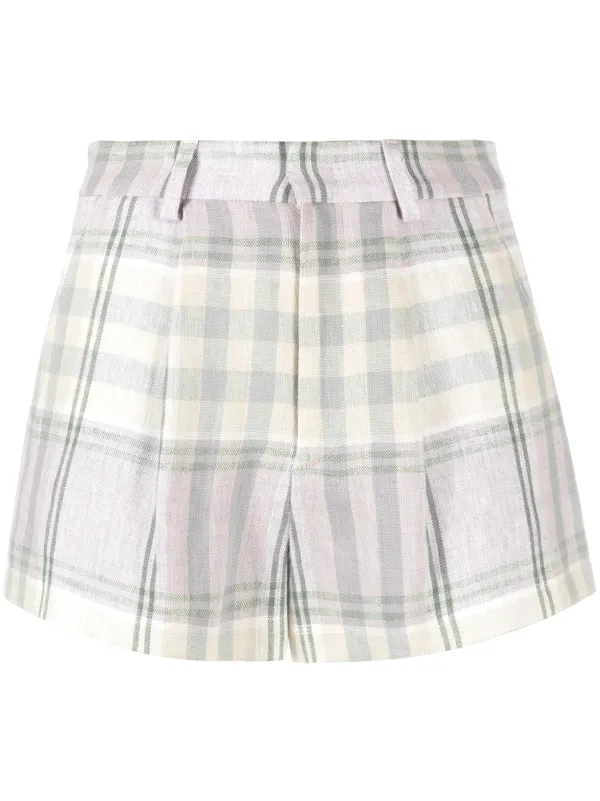 Marant Étoile Checked Linen Shorts in Purple