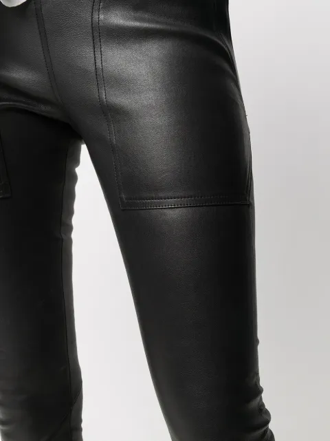 Shop black Rick Owens slim-fit leather trousers with Express Delivery - Farfetch