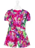 MSGM Kids abstract print belted playsuit - Pink